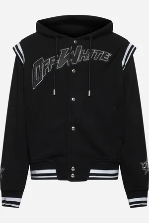 OFF-WHITE Black Varsity hooded bomber jacket