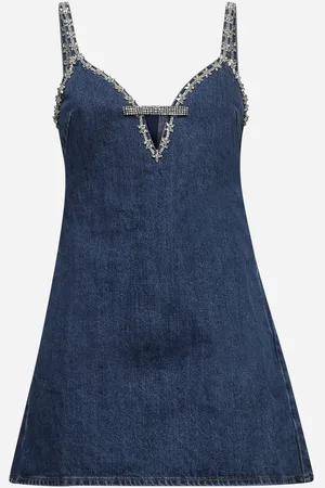 Self-Portrait Blue denim embellished mini dress