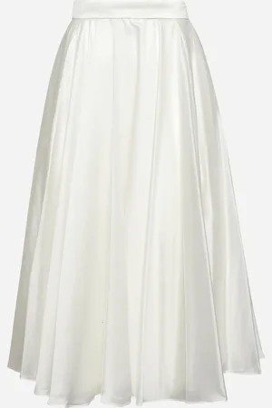 BLANCA White muslin Gaudia full midi skirt