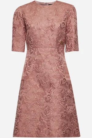Dolce & Gabbana Pink floral quilted jacquard midi dress