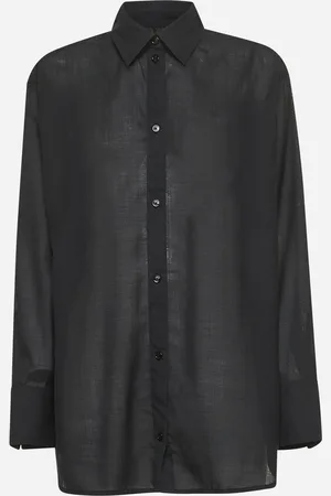 Totême Black voile relaxed-fit shirt