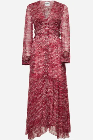 Marant Etoile Red printed muslin long Amara dress