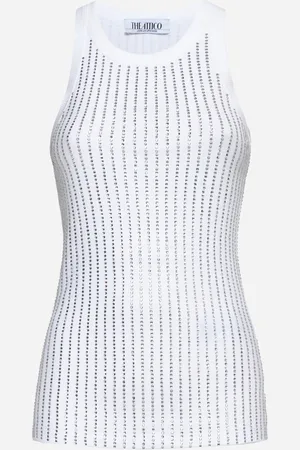 The Attico White ribbed full hotfix top