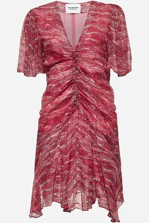 Marant Etoile Red printed muslin short Vivienne dress