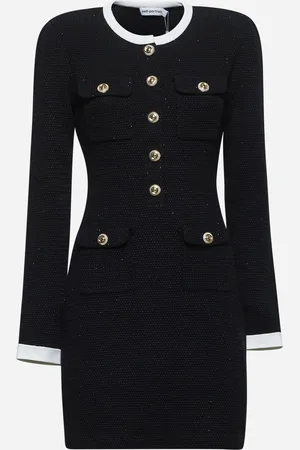 Self-Portrait Black sequin lamé knit mini dress