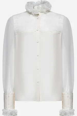 VALENTINO Ivory silk shirt with ruffles