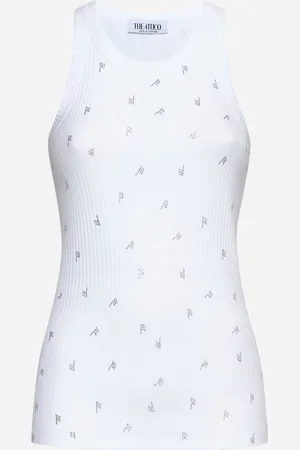 The Attico White ribbed logo hotfix top