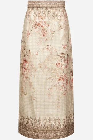 ZIMMERMANN Pink linen Illuminate midi pencil skirt