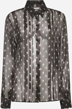 Fendi Brown floral chiffon shirt