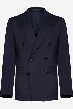 TAGLIATORE Linen and wool-blend double-breasted blazer