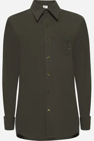 Saint Laurent Cassandre green linen and cotton shirt