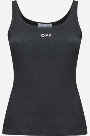 OFF-WHITE Grey Off logo ribbed tank top