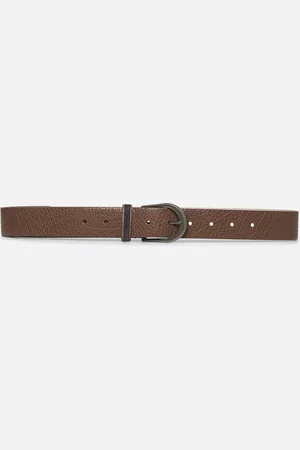 Brunello Cucinelli Brown Glossy hammered calf leather belt