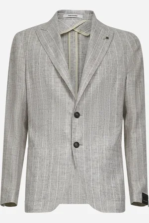 TAGLIATORE Beige pinstriped linen blend Montecarlo blazer
