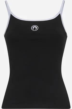 Marine Serre Black ribbed jersey Moon Logo tank top