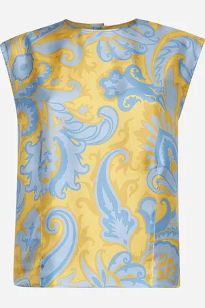 Etro Yellow Paisley print silk top