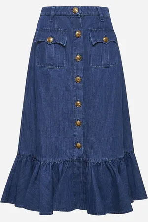 VALENTINO Blue lightweight denim midi skirt