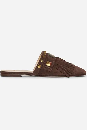VALENTINO GARAVANI Brown suede Plaster Caster mules