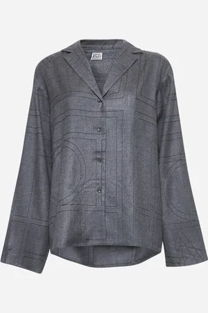 Totême Grey flannel Monogram pj shirt
