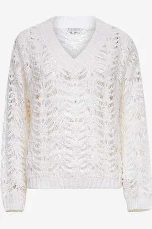 Brunello Cucinelli Ivory Foliage Lace sweater