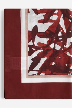 Brunello Cucinelli Burgundy cotton Herbarium Print scarf