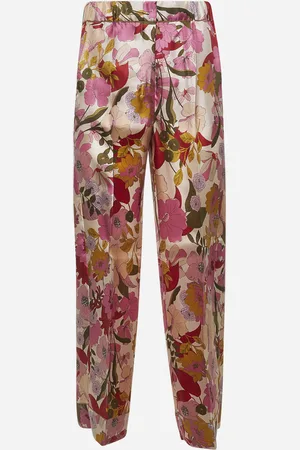 Max Mara Pink printed silk LEDA trousers