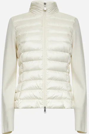Moncler White wool padded zip-up cardigan