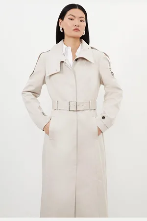 Tailored Wool Blend High Neck Belted Maxi Coat