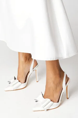 Coast Bridal Tamara Satin Bow Sling Back High Stiletto Heel Court Shoes