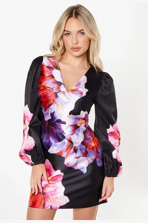 Coast Petite Placement Print Satin Twill Mini Dress