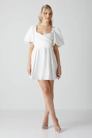 Coast Puff Sleeve Full Skirted Mini Dress With Tie Back