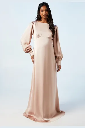 Coast Maternity Blouson Sleeve Satin Bridesmaids Maxi Dress