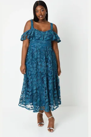 Coast Plus Bardot Frill Top Lace Midi Dress