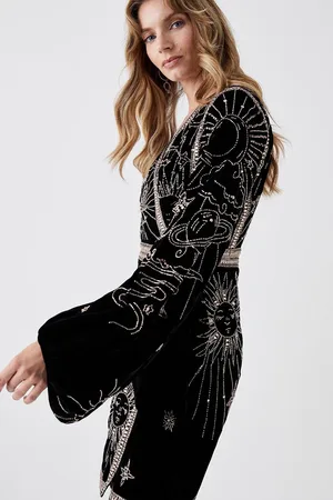 Coast Party Sequin Velvet Wrap Mini Dress
