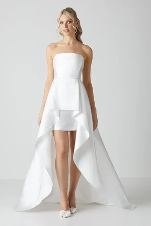 Coast Bandeau Twill Mini With Full Overskirt Wedding Dress