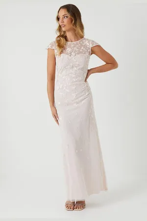 Coast Floral Embroidered Cap Sleeve Bridesmaid Maxi Dress
