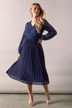 wallis Occasion Lace Pleated Midi Dress