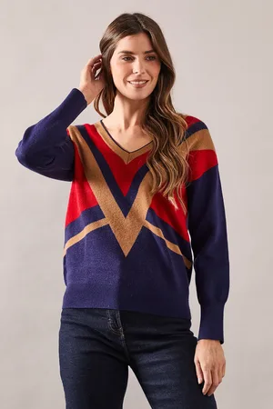 wallis Stripe V Neck Jumper