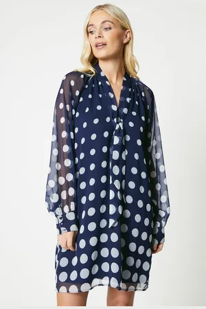 wallis Petite Spot Ombre Tie Neck Shift Dress