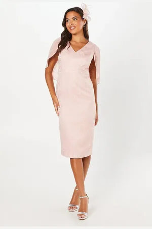 wallis Occasion Jacquard Pencil Dress With Chiffon Cape