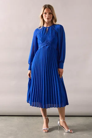 wallis Petite Occasion Premium Lace Insert Pleated Midaxi Dress