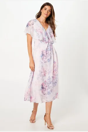 wallis Printed Cape Sleeve Wrap Midaxi Chiffon Dress