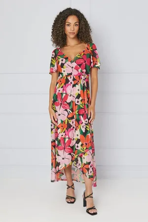 wallis Floral Mesh Wrap Maxi Dress