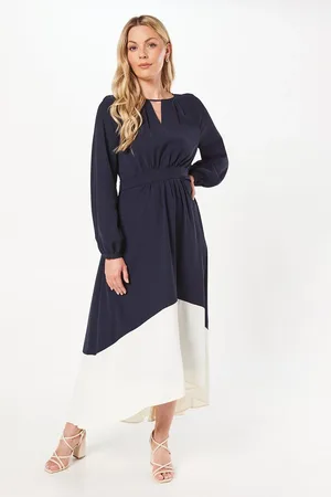wallis Colour Block Belted High Low Maxi Dress