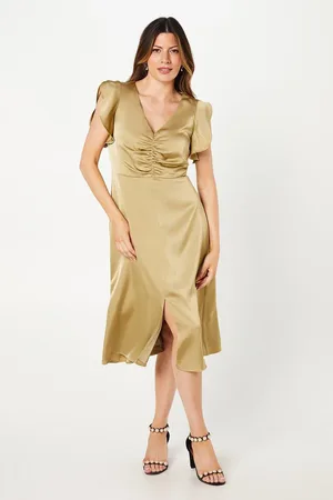 wallis Occasion Satin Ruched Midi Dress