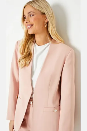 wallis Petite Collarless Button Detail Edge To Edge Jacket