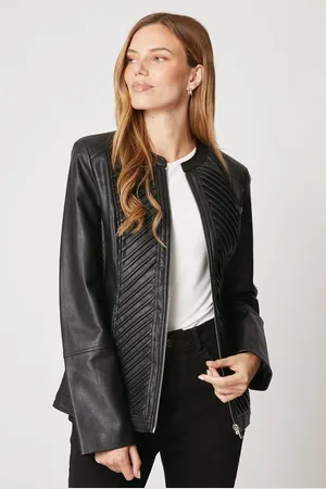 wallis Faux Leather Pleat Detail Jacket