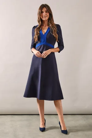wallis Contrast Detail Ponte Midi Dress