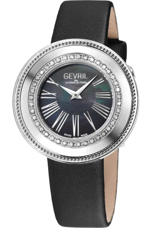 Gevril Gandria Swiss Diamond , 316L SS Case, MOP Dial, Genuine Italian Made Leather Strap Swiss Quartz Watch