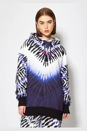 House of Holland Purple&White Tie Dye Zebra Print Hoodie